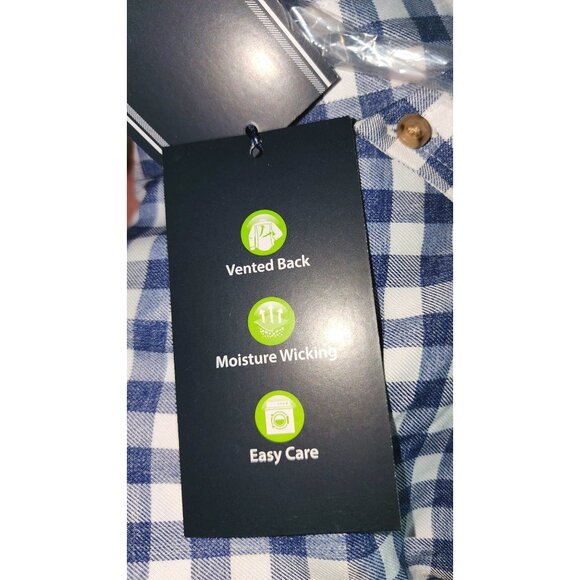 Roundtree & Yorke Men's 2XB Blue & White Check Button-Down Shirt Long Sleeve New - Picture 6 of 15